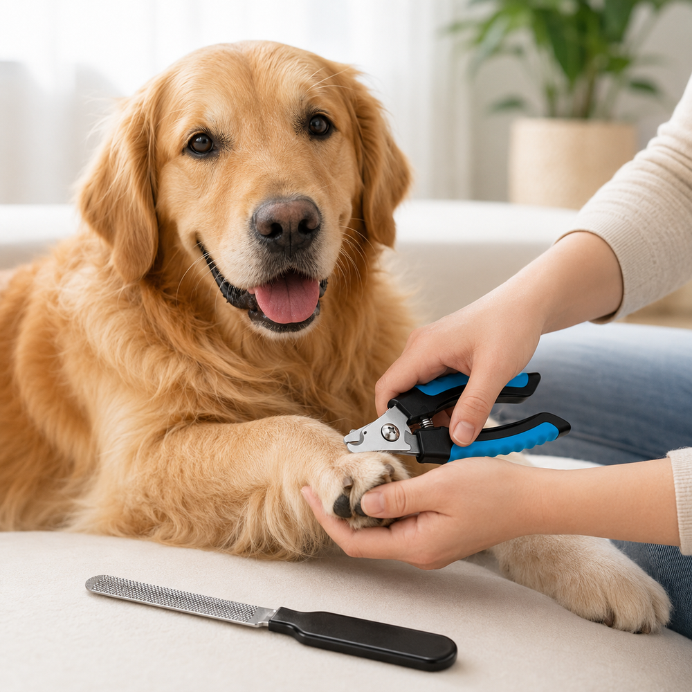 HeartyPaws Nail Clipper and Filer lifestyle image with dog