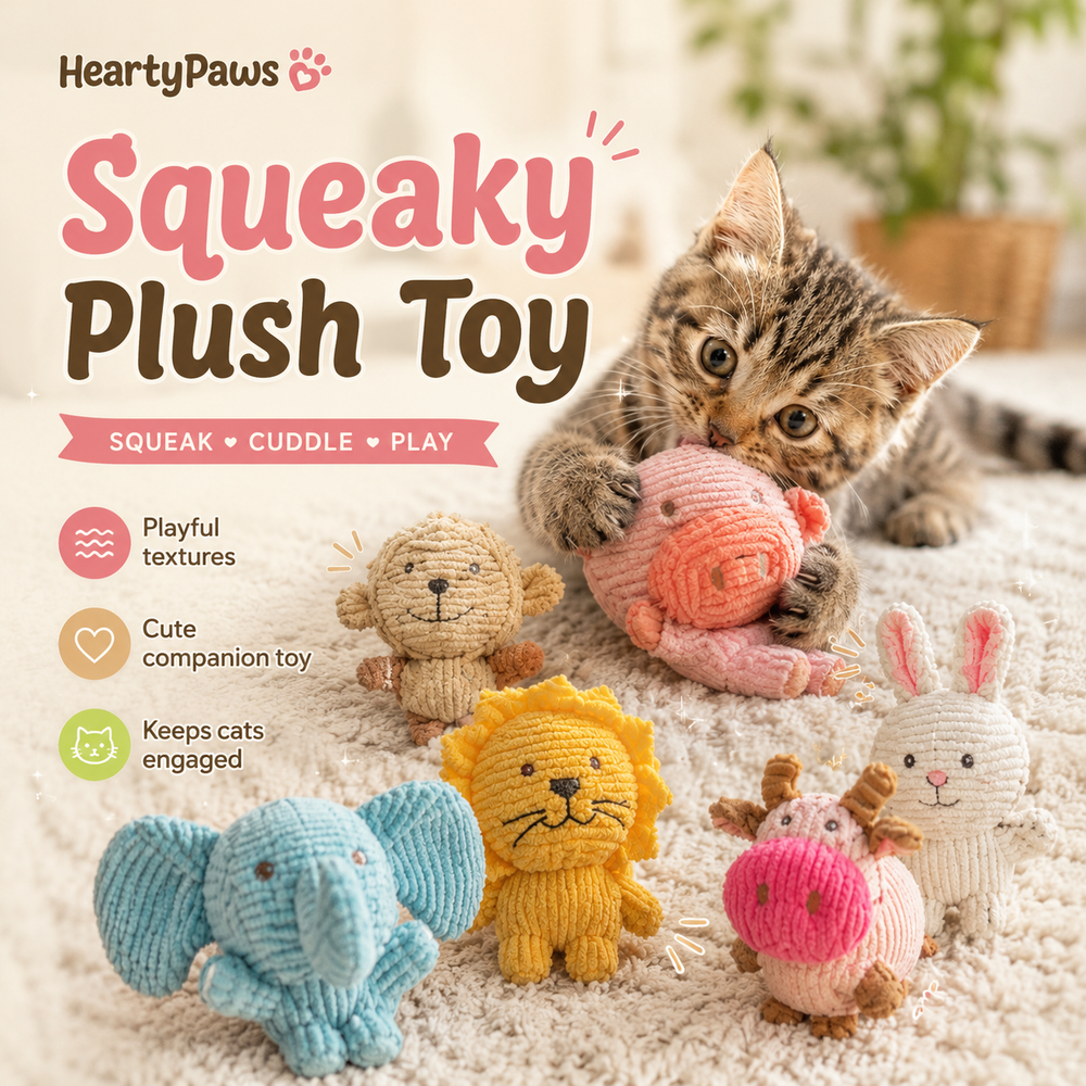HeartyPaws Squeaky Plush Toy lifestyle image for kittens