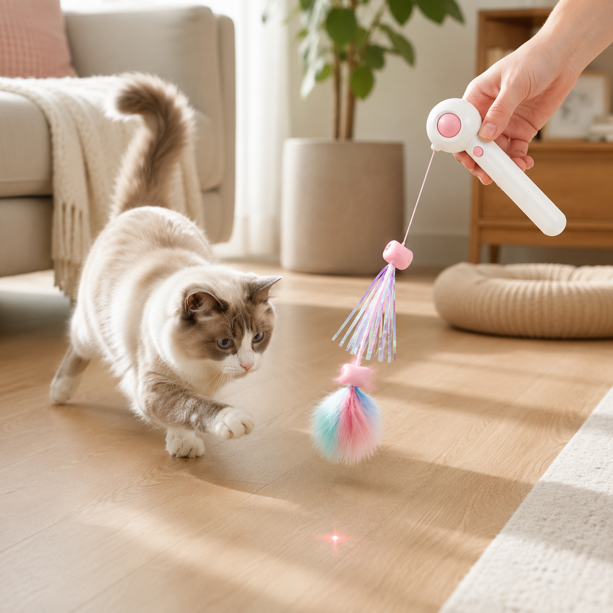 Cat Retracting Teaser Wand with Laser