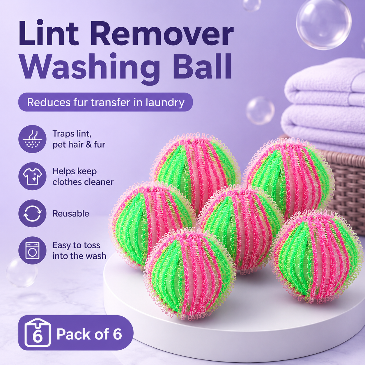Lint Remover Washing Ball Pack of 6