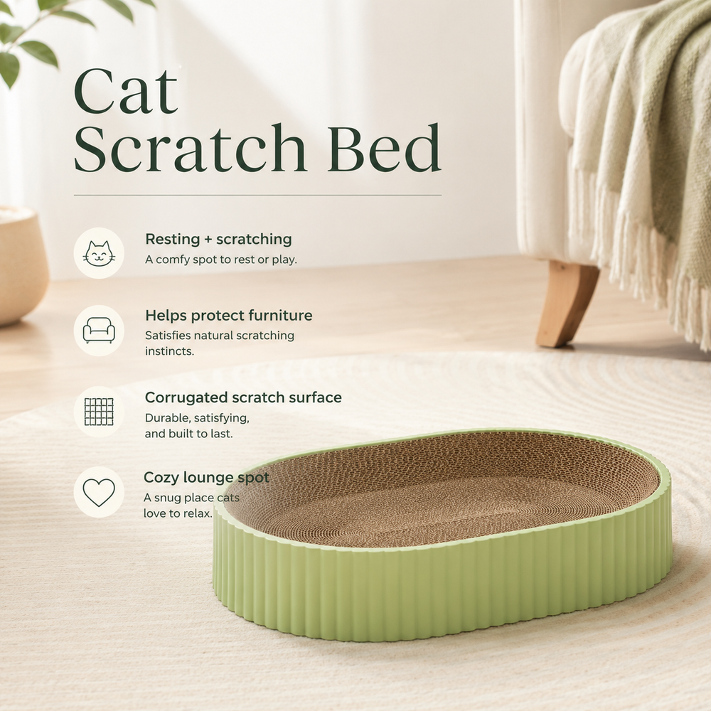 HeartyPaws cat scratch bed lifestyle image