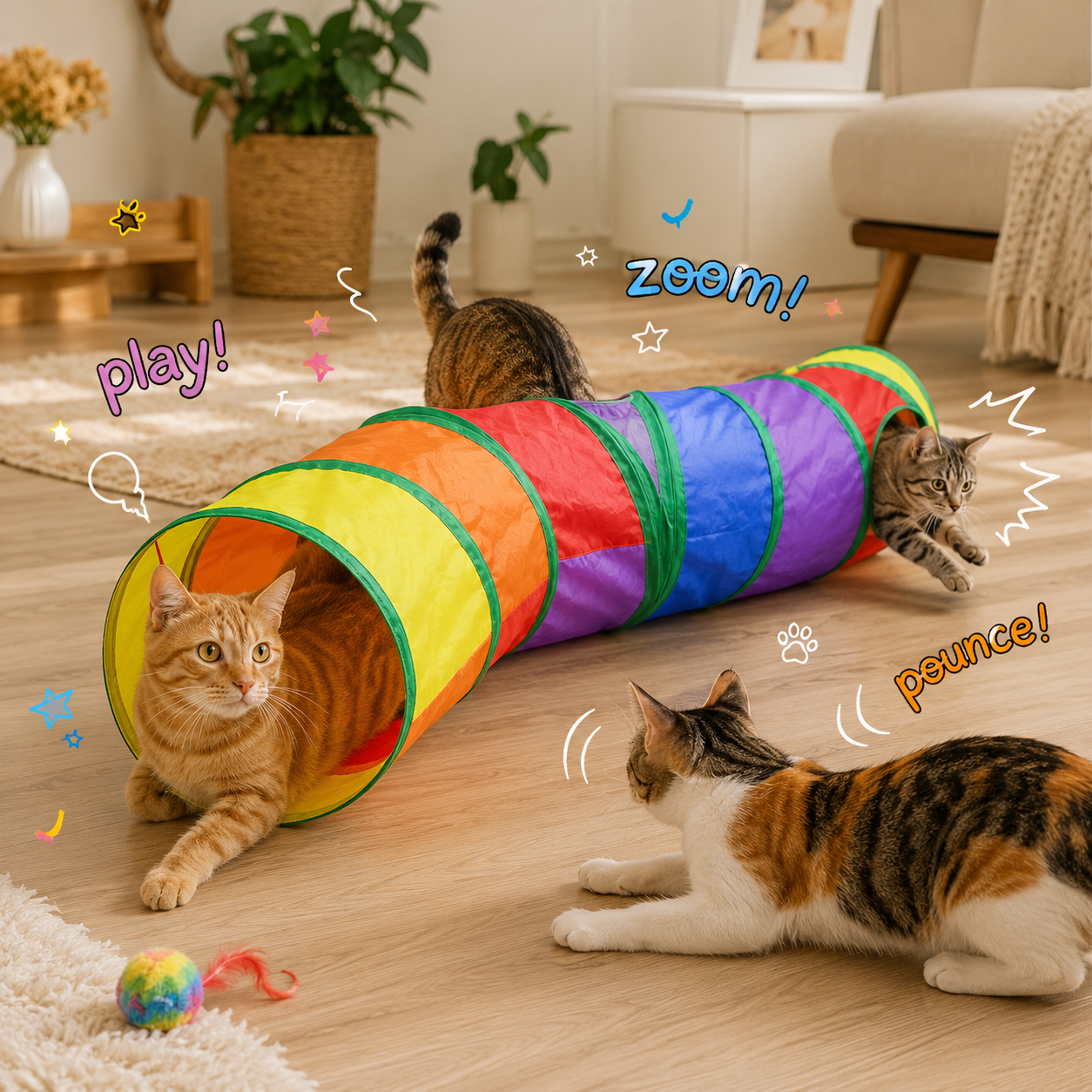 HeartyPaws two-way cat tunnel lifestyle image