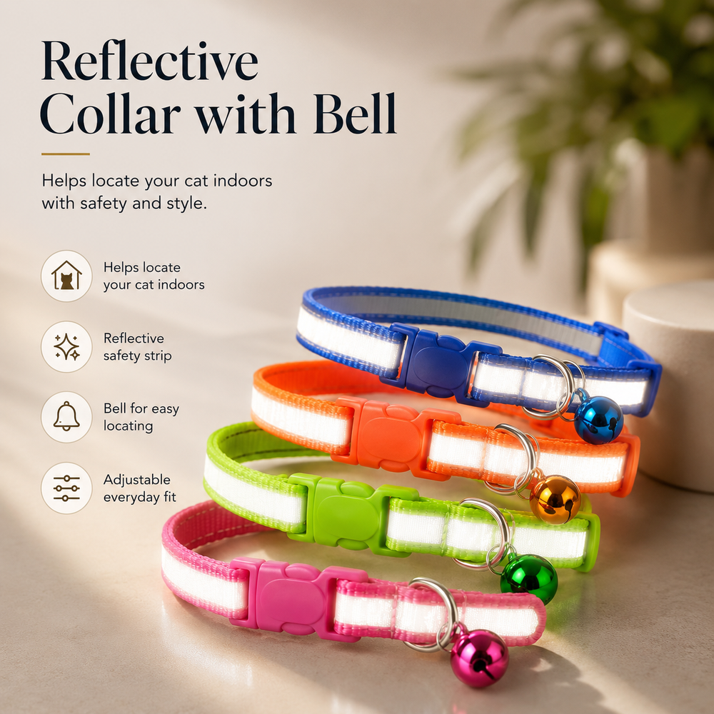 HeartyPaws reflective cat collar with bell lifestyle image