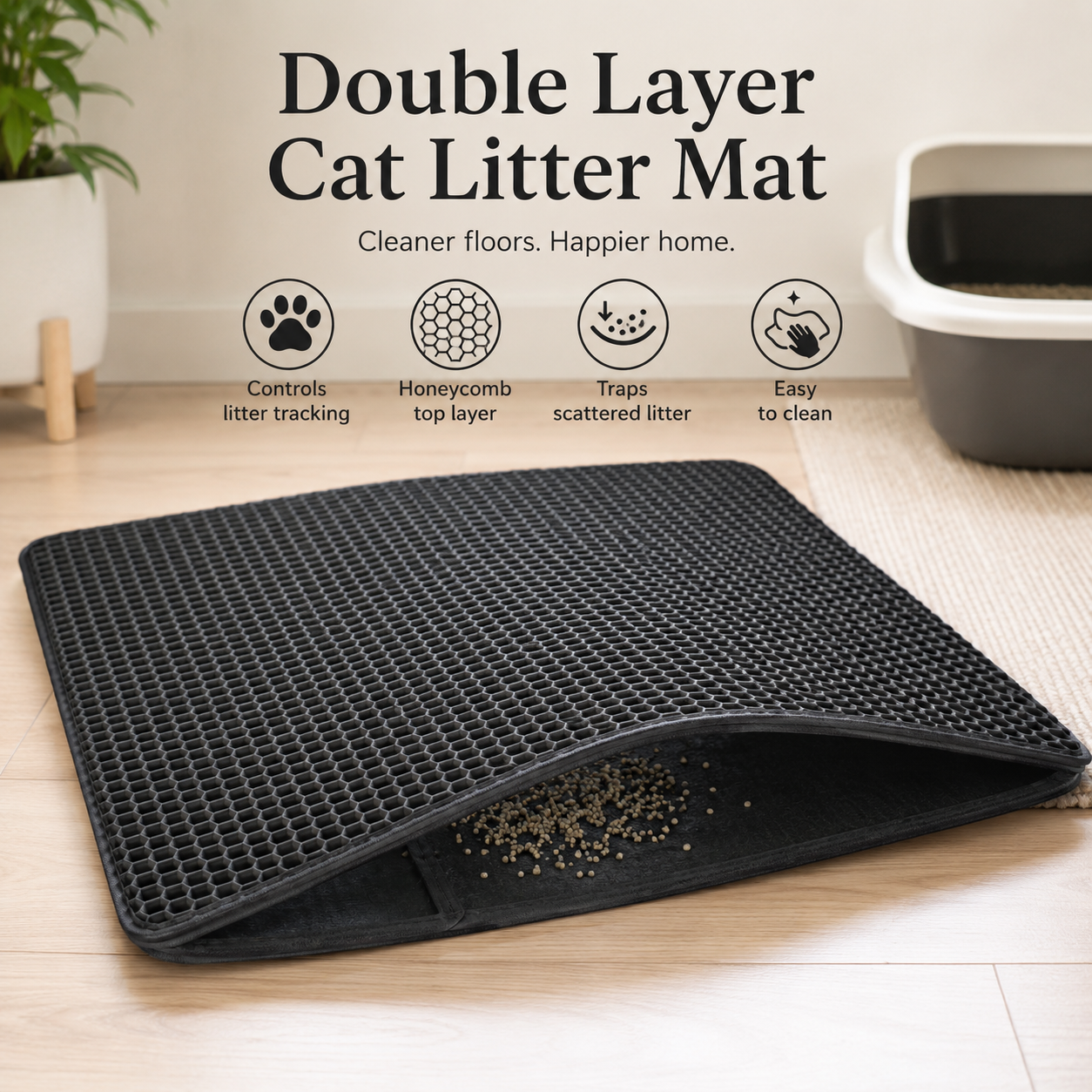 HeartyPaws double layer cat litter mat