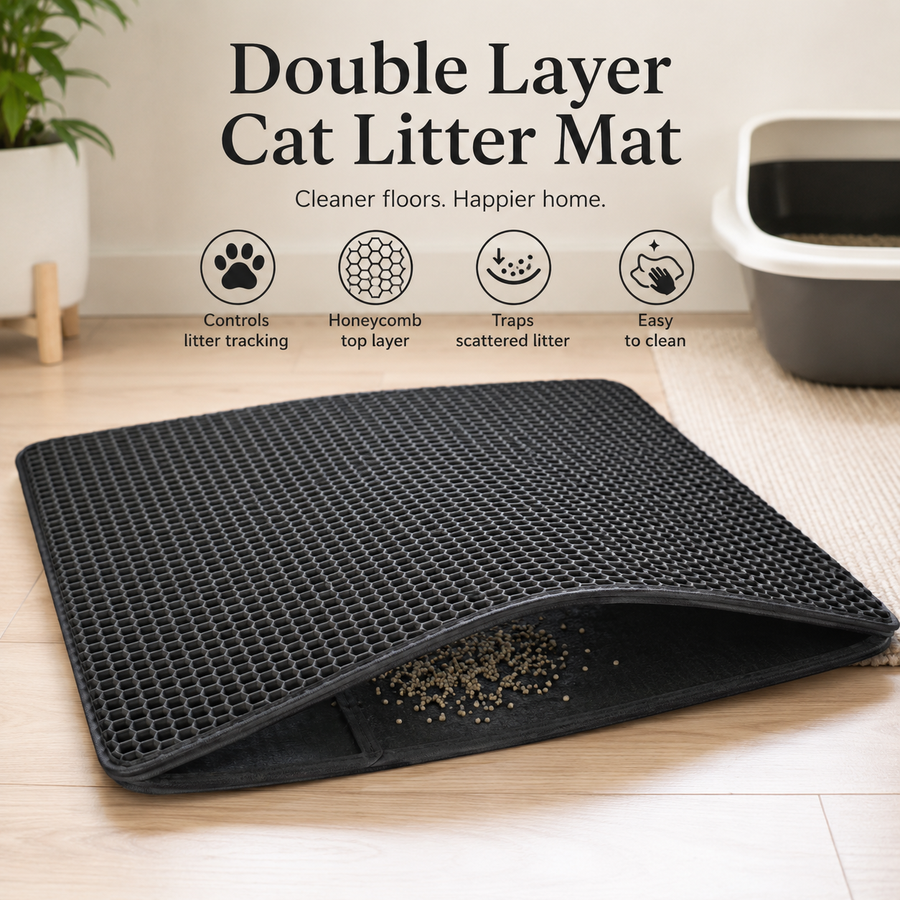 HeartyPaws double layer cat litter mat