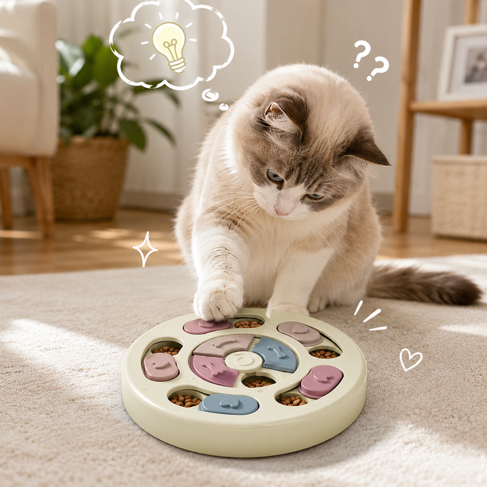 HeartyPaws educational puzzle treat toy lifestyle image
