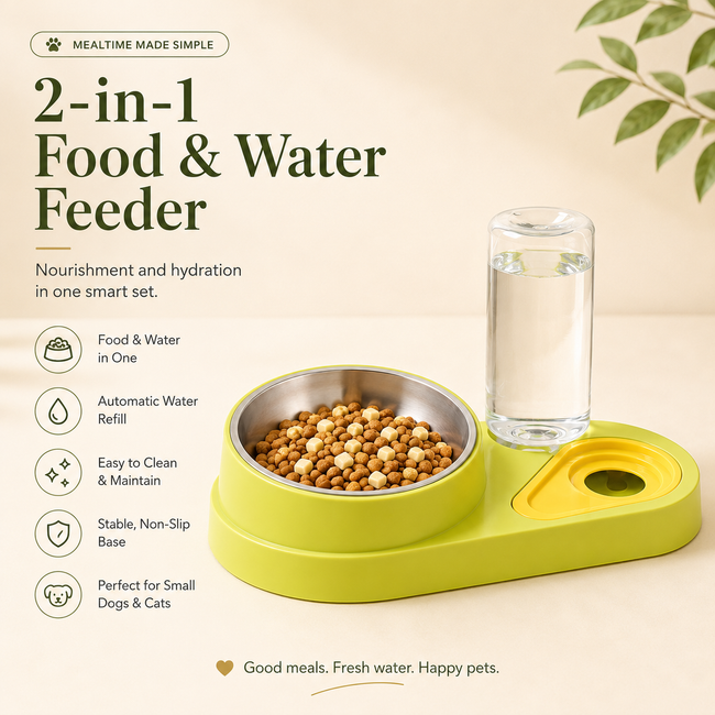 HeartyPaws 2-in-1 Food and Water Feeder product feature image