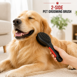 HeartyPaws 2-Side Grooming Brush lifestyle image with dog