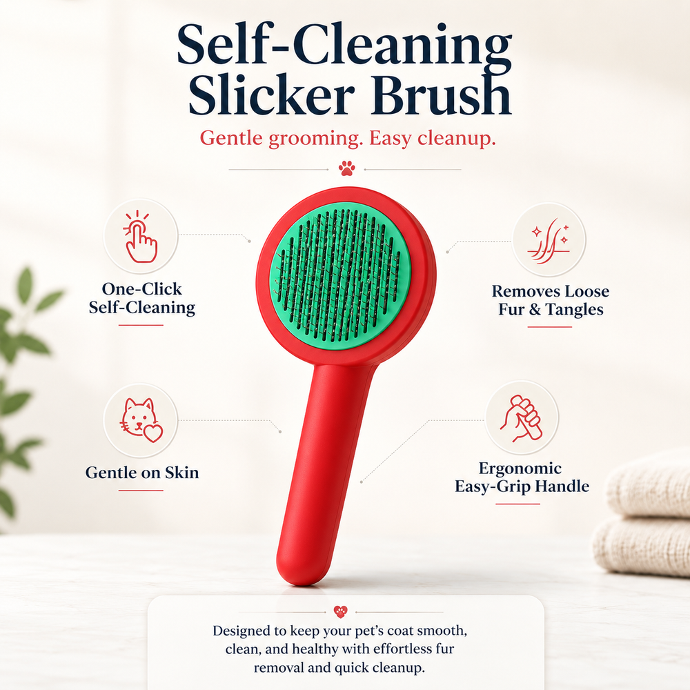HeartyPaws self-cleaning slicker brush
