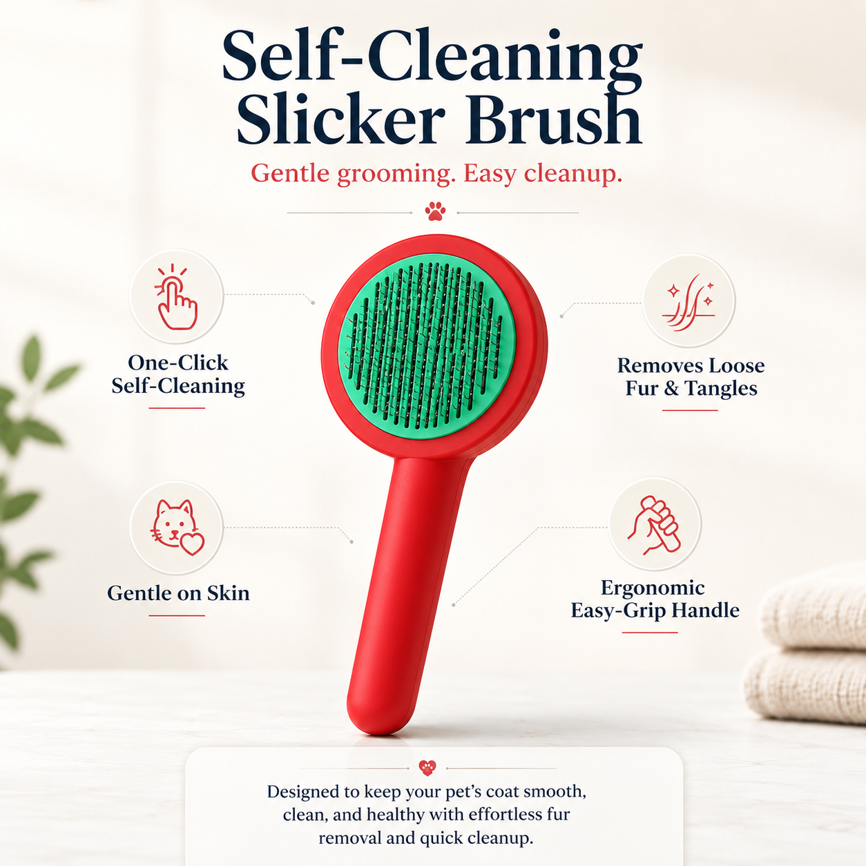 HeartyPaws self-cleaning slicker brush