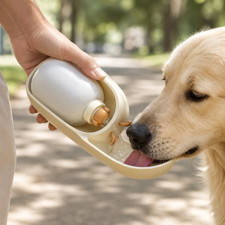 HeartyPaws pet water bottle with cup